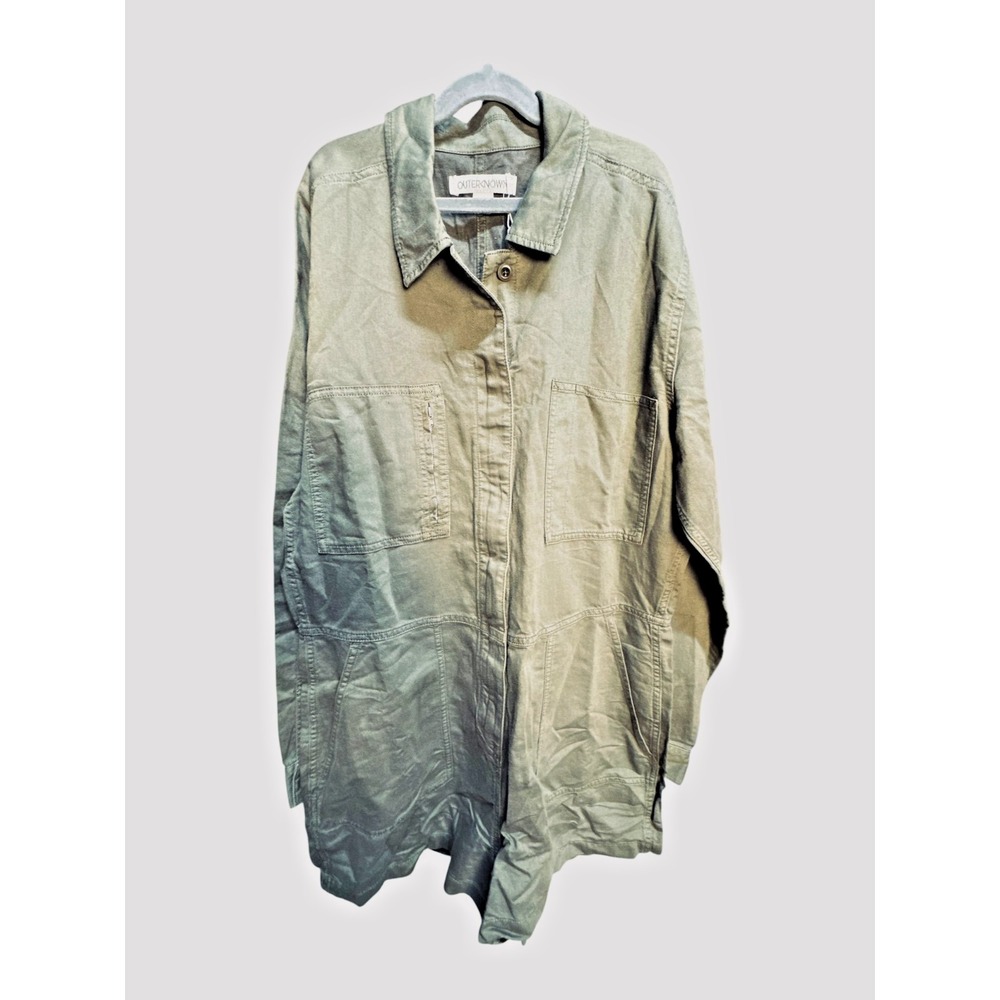 Outerknown Green Utility Shortall Jumper Organic Cotton Linen Zip Front‎ Size L